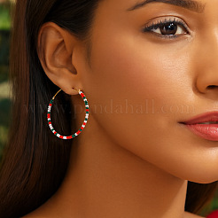 Серьги-кольца из богемского стекла ручной работы&nbsp;XQ3444-2