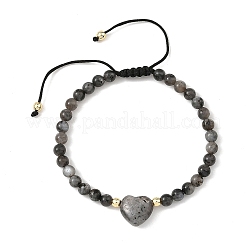 Braccialetti regolabili da donna con perline intrecciate a forma di cuore e rotonde&nbsp;BJEW-JB14511