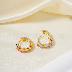 Стильные латунные серьги-кольца с кубическим цирконием JG4210