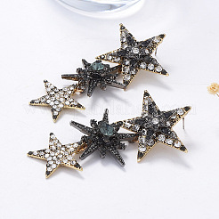 Серьги-гвоздики в виде звезды из цинкового сплава с стразами&nbsp;FS-WGD057C-01