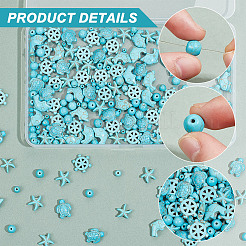 210шт 7 стиля синтетические бирюзовые бусины G-NB0005-44