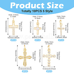 10шт 5 стиля латунные подвески с микропаве и кубическим цирконием KK-TA0002-05
