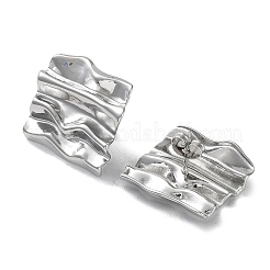 変色しない304ステンレススチールのテクスチャードスクエアイヤリング（女性用）  ステンレス鋼色  20x21mm&nbsp;EJEW-P234-07P