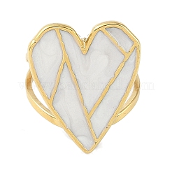 Ионное покрытие (ip) 304 нержавеющая сталь эмаль сердце манжеты кольца для пальцев&nbsp;RJEW-L107-070G-01