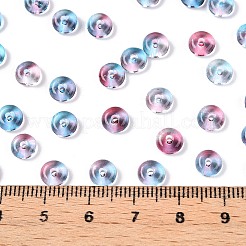 スプレー塗装された透明なガラスシードビーズ  ドーナツ  スチールブルー  6.5x3mm  穴：1.2mm  約2500個/ポンド&nbsp;SEED-T007-05F