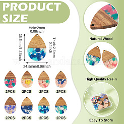 16 шт. подвески из 8-х цветов из смолы и ореха&nbsp;FIND-TA0006-39