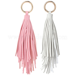 2 Stück 2-Farben-Pu-Leder-Quasten-Anhänger-Schlüsselanhänger&nbsp;FIND-CL0001-88B