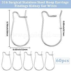 60 paio di orecchini a cerchio in acciaio inossidabile chirurgico 316&nbsp;STAS-BBC0010-02