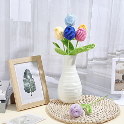 6 Stück 6 Farben gehäkelte Tulpenblumenornamente aus Polyester&nbsp;DIY-FG0007-40
