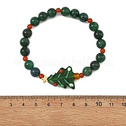 Braccialetti natalizi a forma di albero realizzati a mano con la tecnica del lampworking.&nbsp;BJEW-TA00758