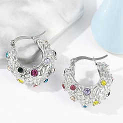 Серьги-кольца из нержавеющей стали 304 в форме луны&nbsp;EJEW-A119-06P