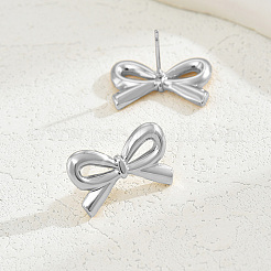 Элегантные серьги-гвоздики с бантом из нержавеющей стали 201&nbsp;NL6502
