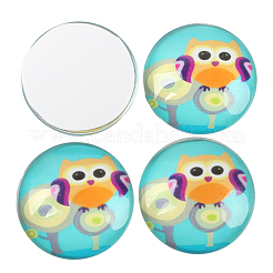 Karikatureule bedruckte Glas halbrund / Kuppel Cabochons&nbsp;X-GGLA-N004-14mm-B