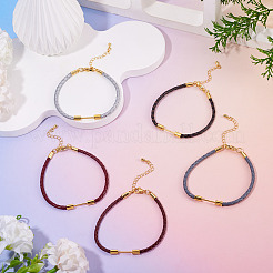 5 Stück 5 Farben 3mm geflochtene runde Kunstlederschnur Armbandherstellung&nbsp;MAK-TA0001-35C