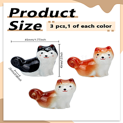 3色の陶器製箸置き3個  ディナー スプーン スタンド ナイフ フォーク ホルダー  犬  ミックスカラー  45x25x40mm  1pc /カラー&nbsp;DJEW-LP0001-13