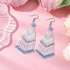 Женские серьги с кисточками и стеклянными бусинами EJEW-MZ00202