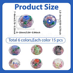 90шт 6 цвета ручной работы золотой песок бусины лэмпворк&nbsp;LAMP-PA0001-36