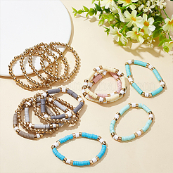 3 набор из 3-х цветных полимерных браслетов Heishi Surfer BJEW-AN0001-30