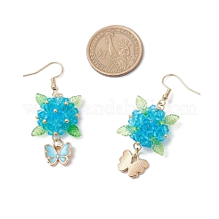 Pendientes colgantes de flor y mariposa de acero inoxidable 304&nbsp;EJEW-MZ00455-03