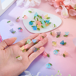 72 Stück 12 Farben Glas & Acryl Blumenanhänger&nbsp;PALLOY-TAC0259