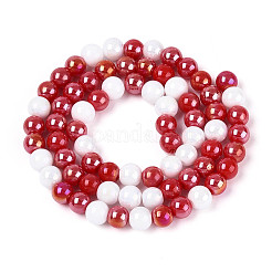 Нити из перламутровых непрозрачных круглых стеклянных бусин&nbsp;EGLA-T029-6mm-11A