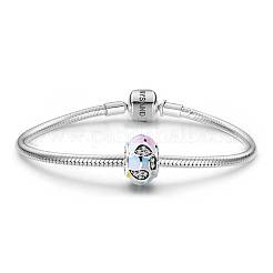 Розовые лепестки блестящие рондель с родиевым покрытием 925 стерлинговое серебро европейские бусины TS-C-018