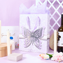 1 Stück Geschenktüten aus Papier mit Schmetterlingsdruck und Henkeln aus Band&nbsp;ABAG-SP0001-10D