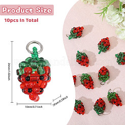 10 шт. подвески из стеклянных семян клубники&nbsp;GLAA-CA0001-62