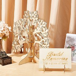 Carte de résistance d'arbre à souhaits de mariage en bois 3d&nbsp;DIY-WH0184-29
