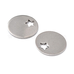 変色しない201ステンレススチールチャーム  スターとフラットラウンド  ステンレス鋼色  12.5x12.5x0.8mm  穴：2.5mm&nbsp;STAS-K217-31