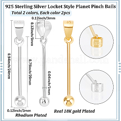 4 Stück 2 Farben rhodiniert 925 Sterling Silber Medaillon Stil Planet KlemmKlaue&nbsp;STER-SC0001-71B