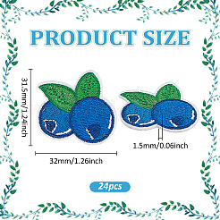 24 шт. черничные компьютеризированные вышивальные нашивки на ткани для приклеивания и пришивания&nbsp;PATC-BC0001-24