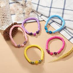 Bracciale elasticizzato con rosa in resina e teschio di plastica&nbsp;BJEW-JB08902