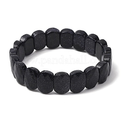 ユニセックスの合成ブルーゴールドストーンビーズストレッチブレスレット  オーバル  ビーズ：14x10x5mm  内径：2.17インチ（5.5cm）&nbsp;G-K303-01B