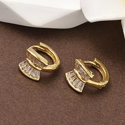 Латунные серьги-кольца из прозрачного кубического циркония EJEW-D323-02G