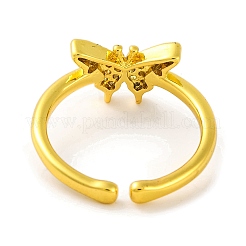Открытое кольцо-манжета из латуни бабочка с микропаве и кубическим цирконием для женщин&nbsp;RJEW-U003-28B-G