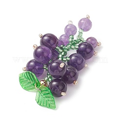 Подвески из натурального аметиста и стеклянных бусин в виде винограда&nbsp;PALLOY-MZ00872-02