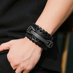 1 Stück Kunstleder-Kordelarmbänder für Männer mit Legierungsschnalle&nbsp;AJEW-GF0011-49B