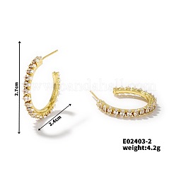 Латунные серьги-гвоздики в форме буквы С&nbsp;TQ7593-2