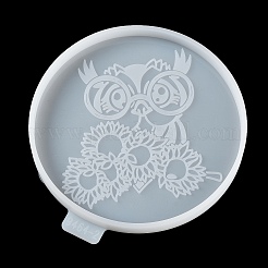 Flache runde Silikonformen mit Eule und Blume zum Selbermachen für Tassenuntersetzer&nbsp;SIL-F007-06C