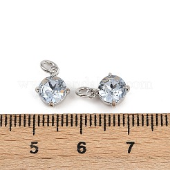 Плоские круглые латунные стеклянные подвески KK-L240-06P-02