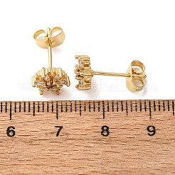 Серьги-гвоздики в форме снежинки с микропаве из кубических цирконий из латуни EJEW-K267-38G