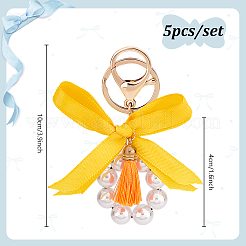 5шт пластиковый брелок-бантик из жемчуга и полиэстера&nbsp;KEYC-PH01537