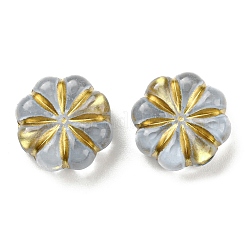 メッキクリアアクリルビーズ  ゴールドライン入り  花  ライトスチールブルー  13x5mm  穴：3mm  700個/ 500g&nbsp;OACR-B013-23C