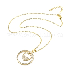 Collane con ciondolo ad anello in ottone micro pavé di zirconi cubici trasparenti&nbsp;LS-NJEW-P322-A04-G
