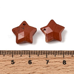 天然石レッドジャスパーペンダント  ファセットスターチャーム  14~15x14~15x5.5~6.5mm  穴：0.8mm&nbsp;GG-CBA96AE-02I