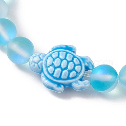 Эластичные браслеты из синтетического лунного камня толщиной 8 мм&nbsp;BJEW-JB10308-05