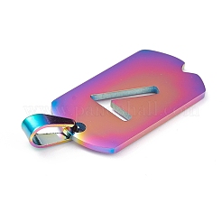 イオンプレーティング（IP）304ステンレスペンダント  数の長方形  虹色  NUM。7  27.5x14.5x1.5mm  穴：7.5x3mm&nbsp;STAS-H144-02MC-7