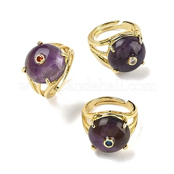 Bagues ouvertes en laiton serties de micro-pavés de zirconiums cubiques (couleur aléatoire)&nbsp;RJEW-D347-02G-06