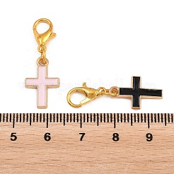 8 Stück 4 Farben Kreuz Legierung Emaille Anhänger Dekorationen&nbsp;HJEW-JM03642